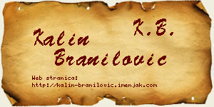 Kalin Branilović vizit kartica
